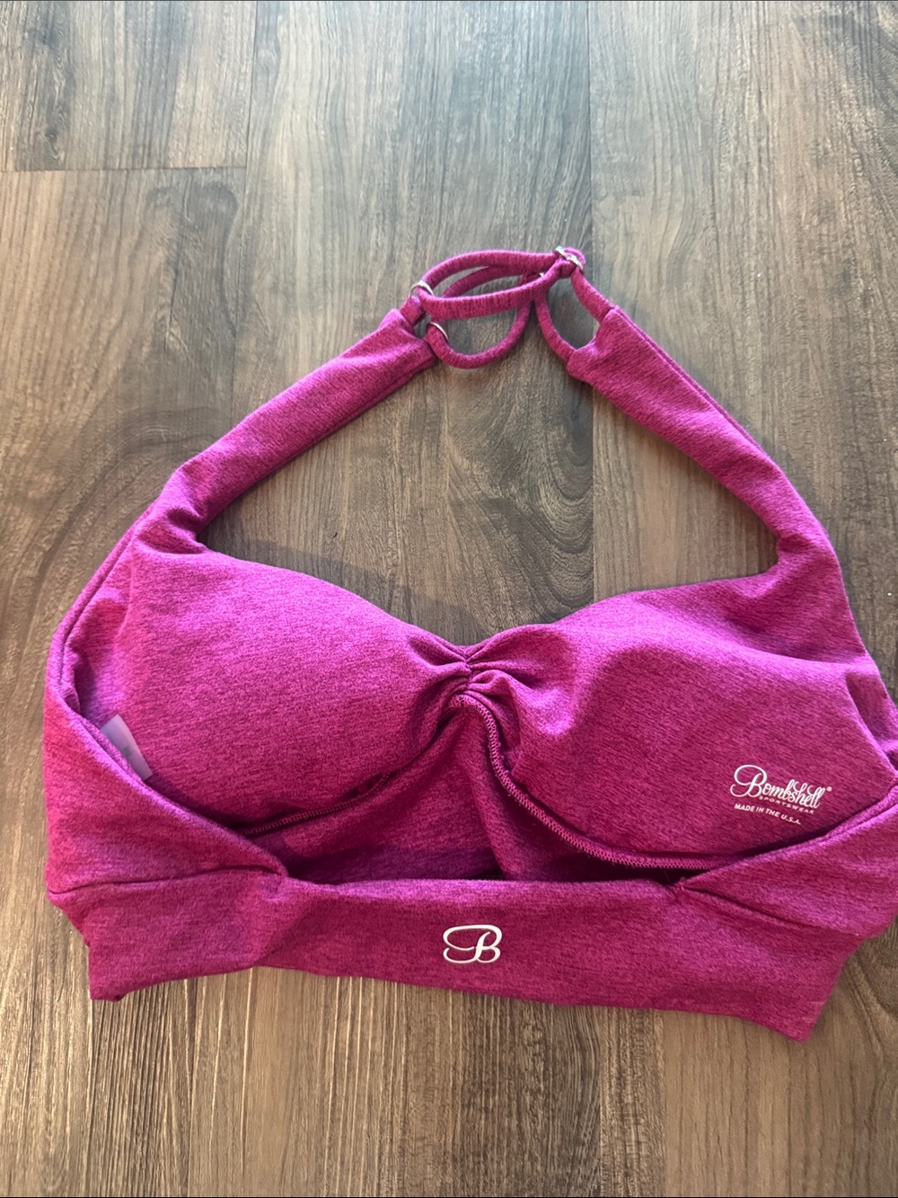 Bombshell Sportswear Halter Bralette in Fuchsia Pink - Picture 2 of 2